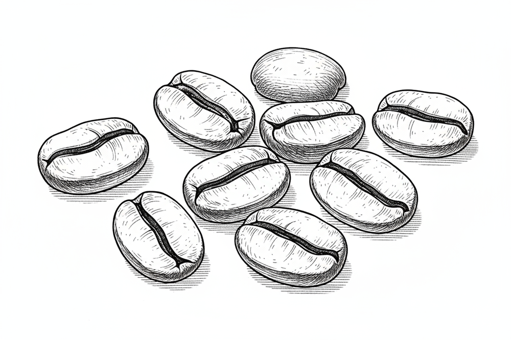 coffee bean drawing black and white